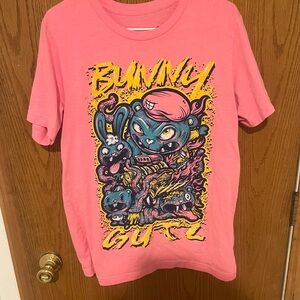 RARE Scene Bunny Gutz Apparel Happy Tree Friends Pink Shirt Sz Large